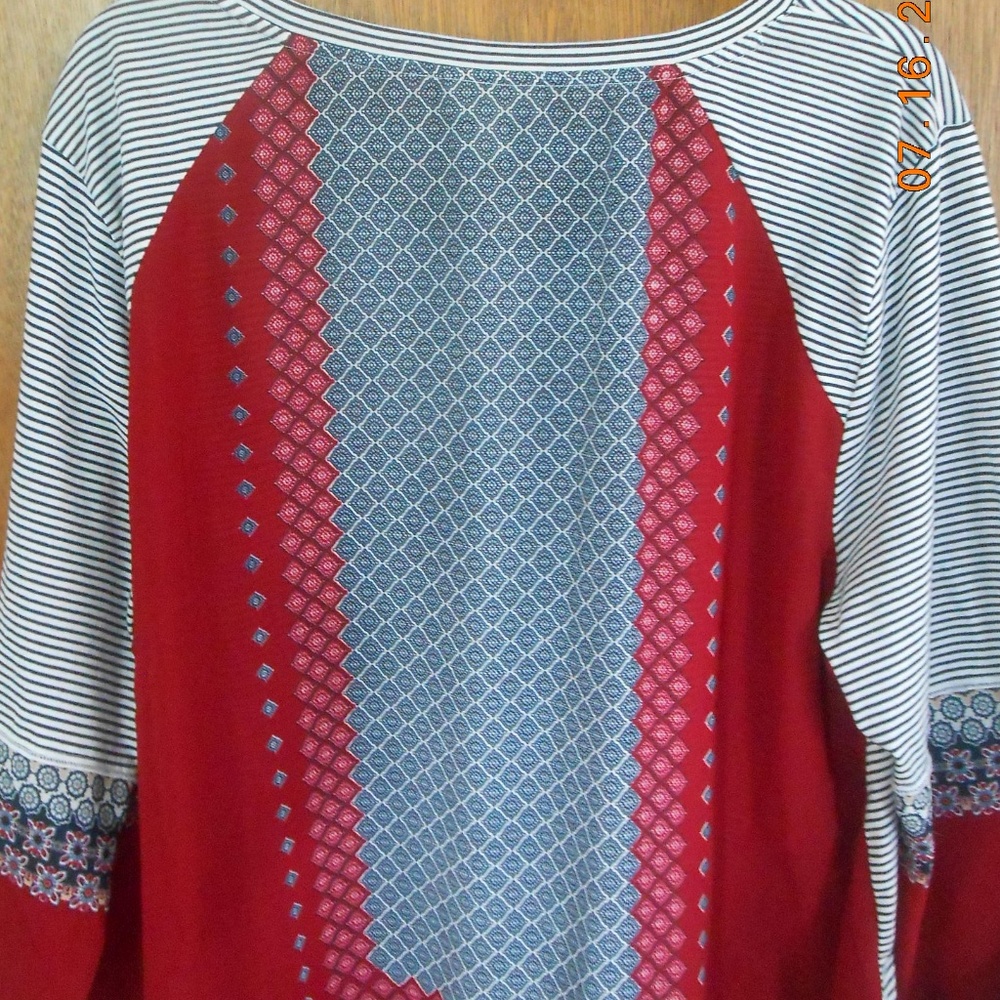 Style & Co Macy's Print Top 3/4 Sleeve XXL